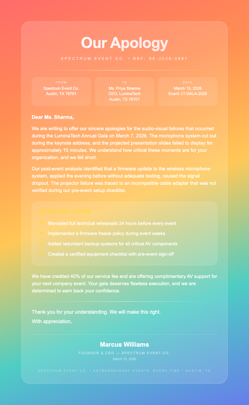 Gradient bold apology letter